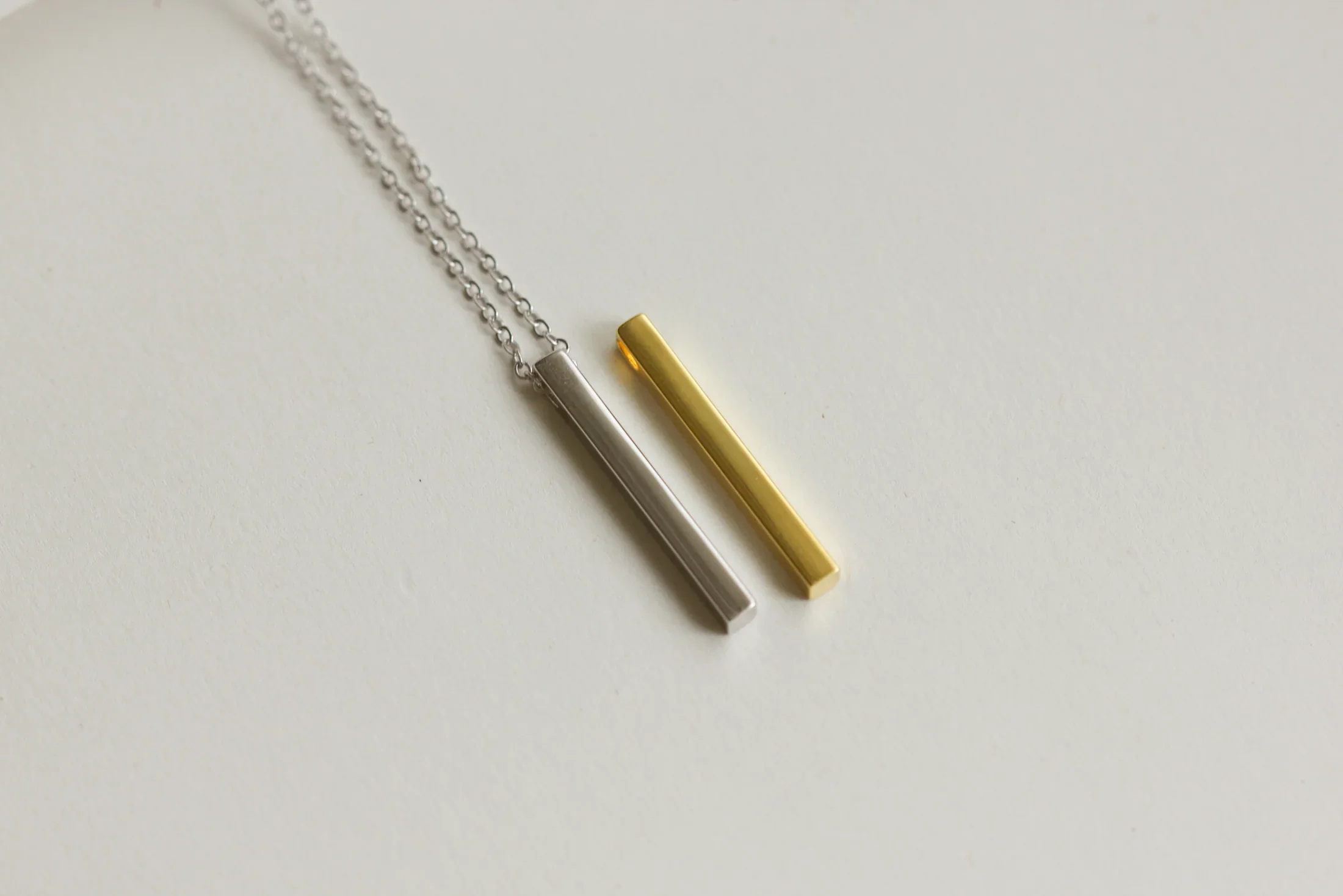 CATERINA Initial Bar Necklace (Sterling Silver/Gold Vermeil) - Image 3