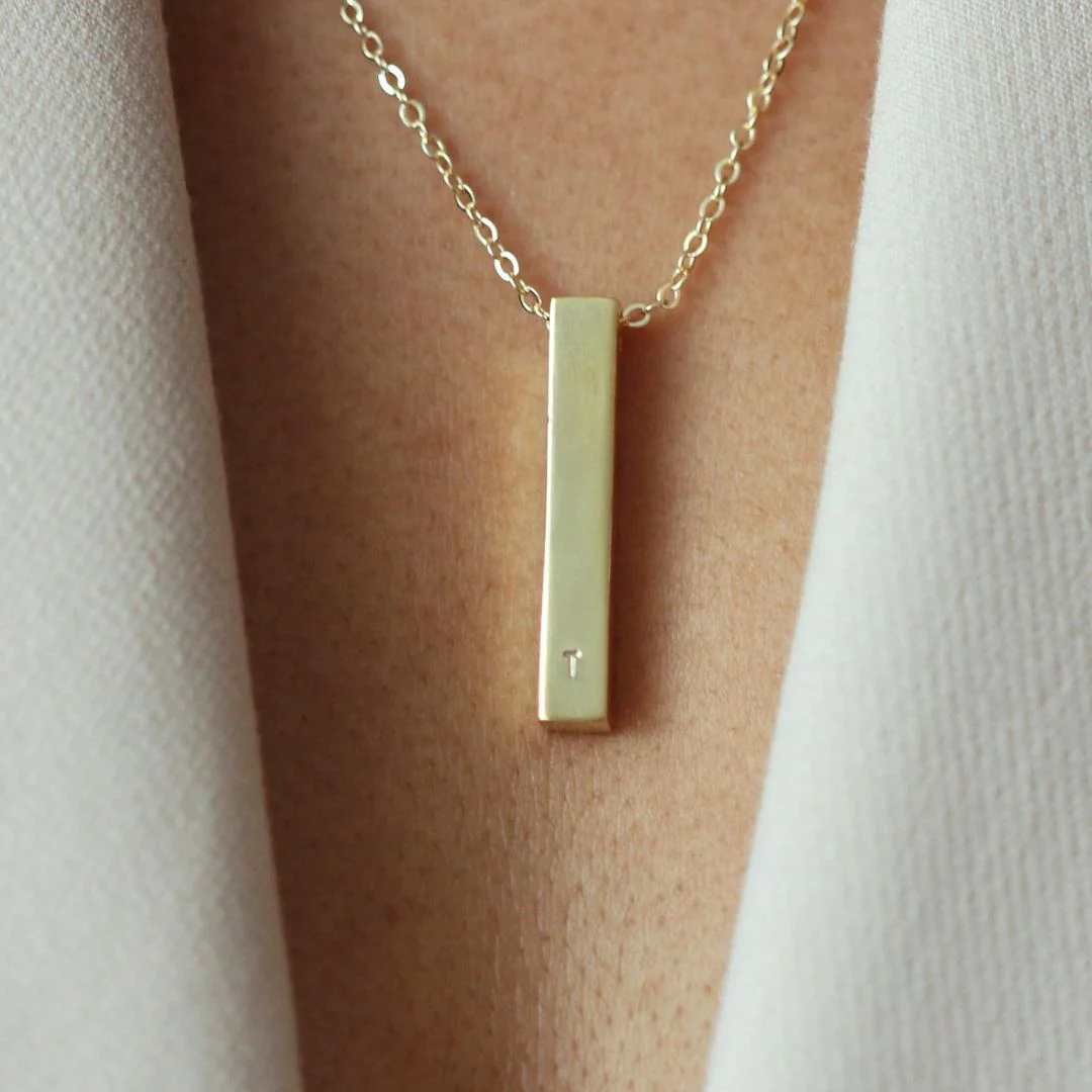 CATERINA Initial Bar Necklace (Sterling Silver/Gold Vermeil) - Image 4