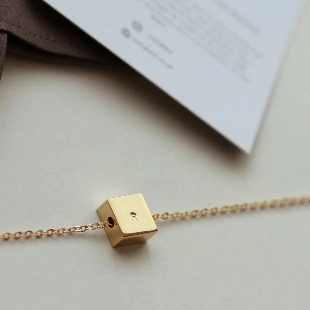 Waterproof NAVY Square Initial Bracelet - Image 3