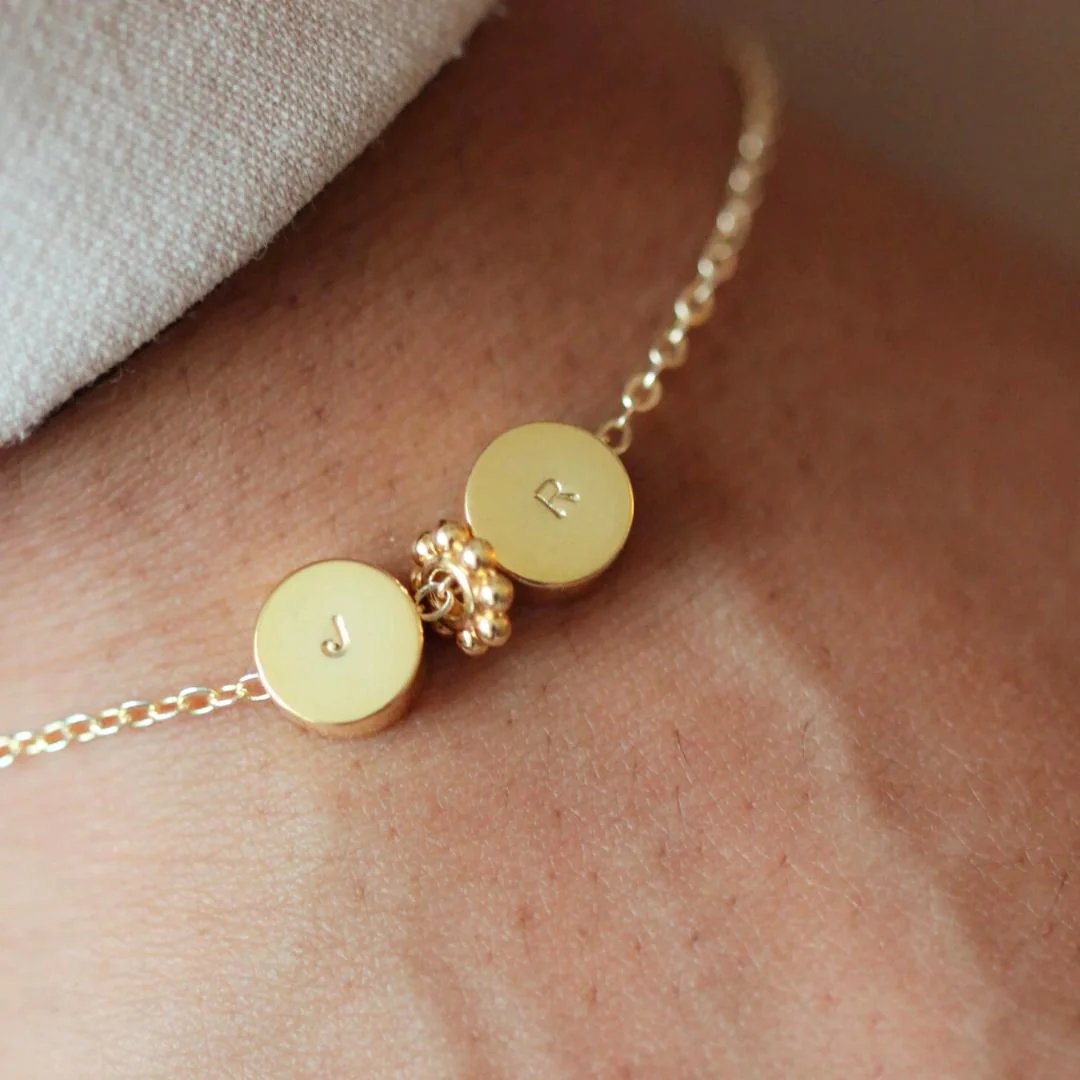 HORIZON Mini Round Initial Bracelet (Sterling Silver/Gold Vermeil) - Image 3