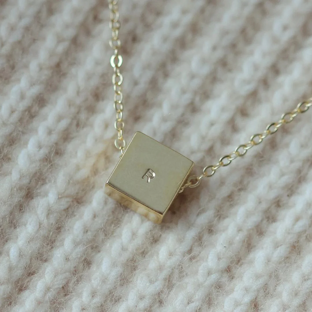 NAVY Square Initial Bracelet (Gold Vermeil / Sterling Silver) - Image 3