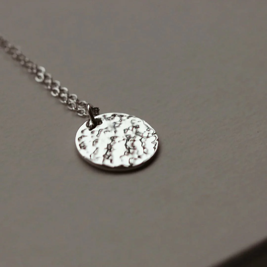 OLIVE Hidden Initial Hammered Disc Necklace (Gold Vermeil / Sterling Silver) - Image 4