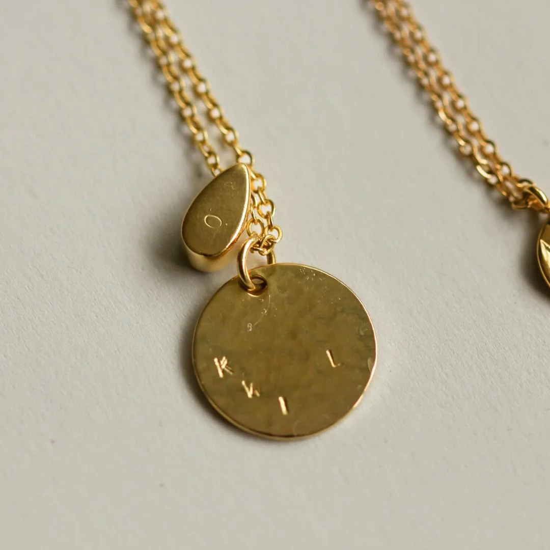 OLIVE Hidden Initial Hammered Disc Necklace (Gold Vermeil / Sterling Silver) - Image 5