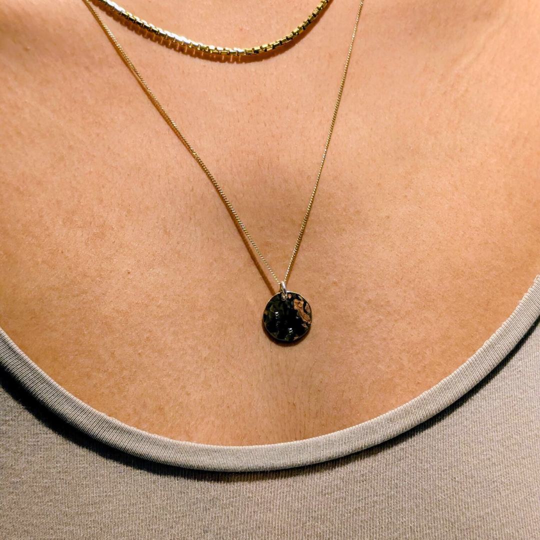 OLIVE Hidden Initial Hammered Disc Necklace (Solid 9ct Gold) - Image 2