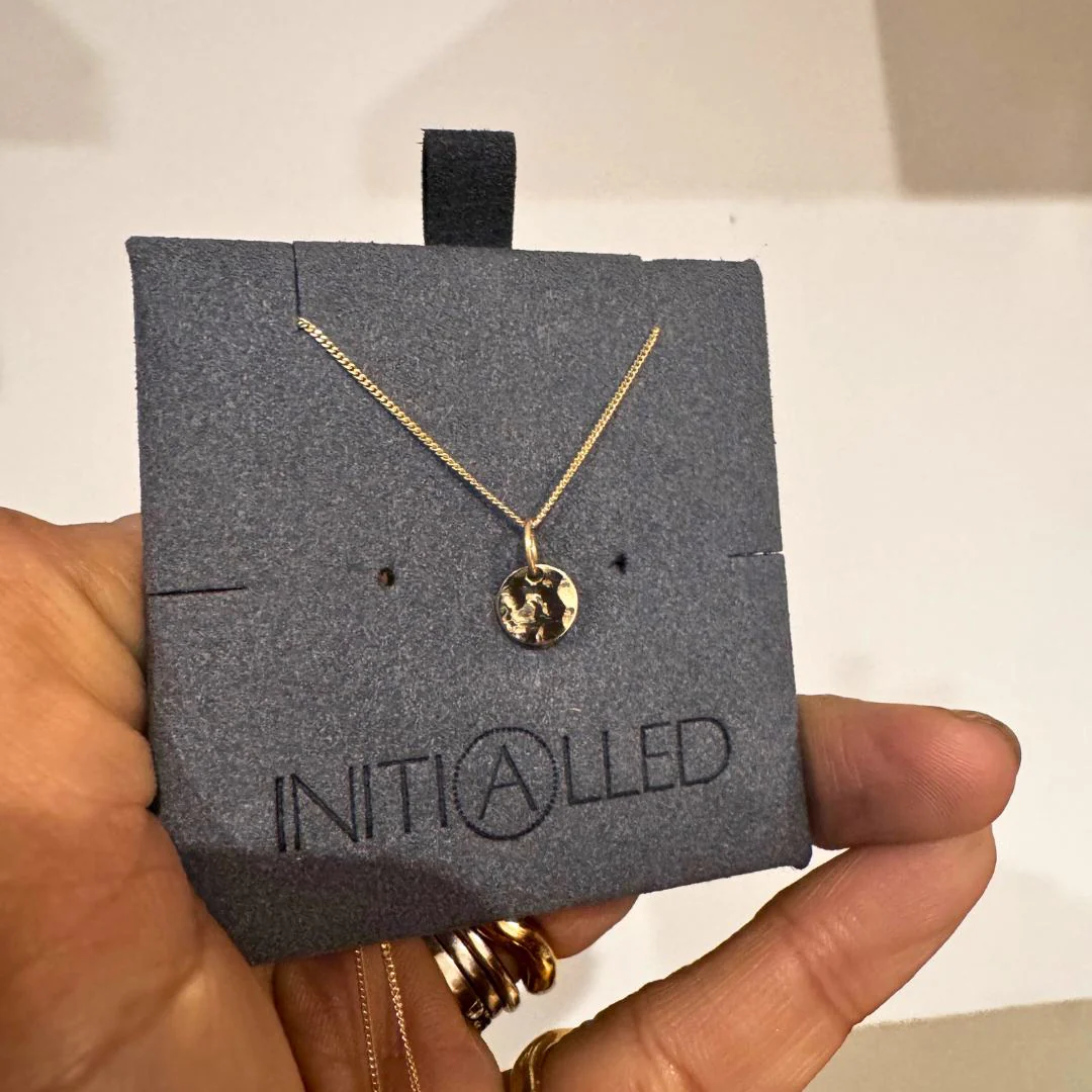 OLIVE Hidden Initial Hammered Disc Necklace (Solid 9ct Gold) - Image 8