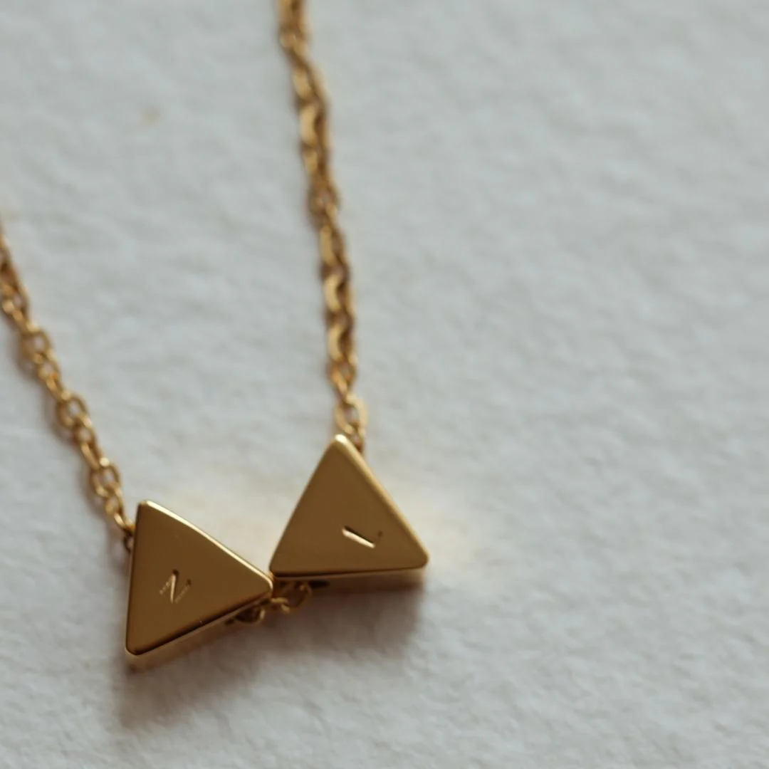 Waterproof GEO Triangle Initial Necklace - Image 6