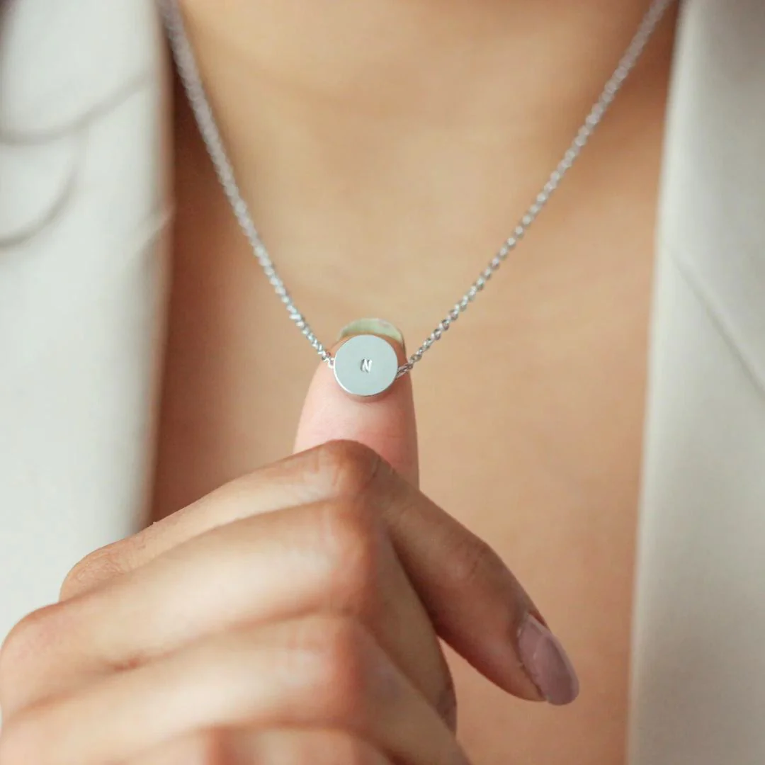 Waterproof HORIZON Mini Round Initial Necklace - Image 6