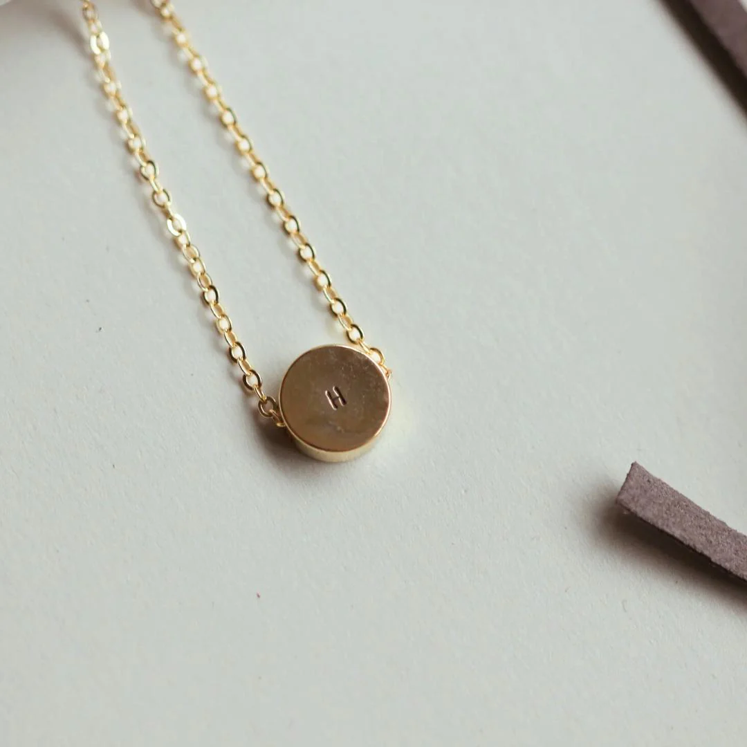Waterproof HORIZON Mini Round Initial Necklace - Image 7